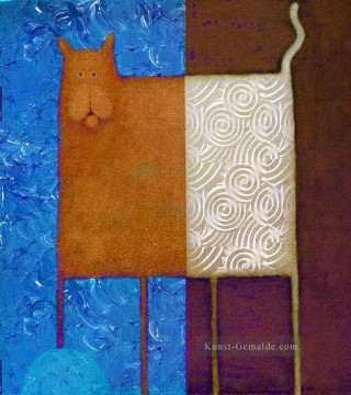  Originale Galerie - auf blauem dicken Lacken Cat ORIGINALE abstrakte 